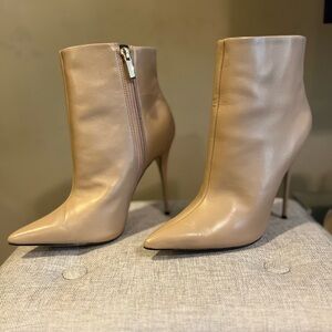 Nude Stiletto Ankle Booties